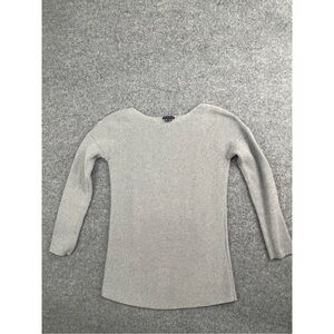 Theory Sweater Women's Large Gray Tight Knit Luxury Long Sleeve Cashmere Blend